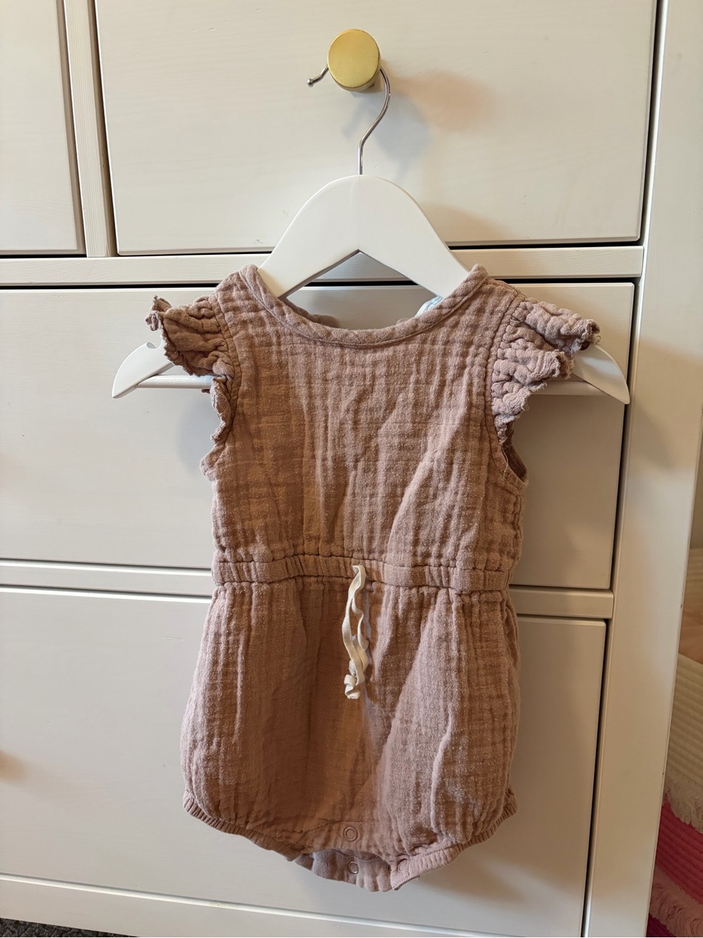 City Mouse Romper 12 18M Organic Cotton Brown Minimal Baby Outfit